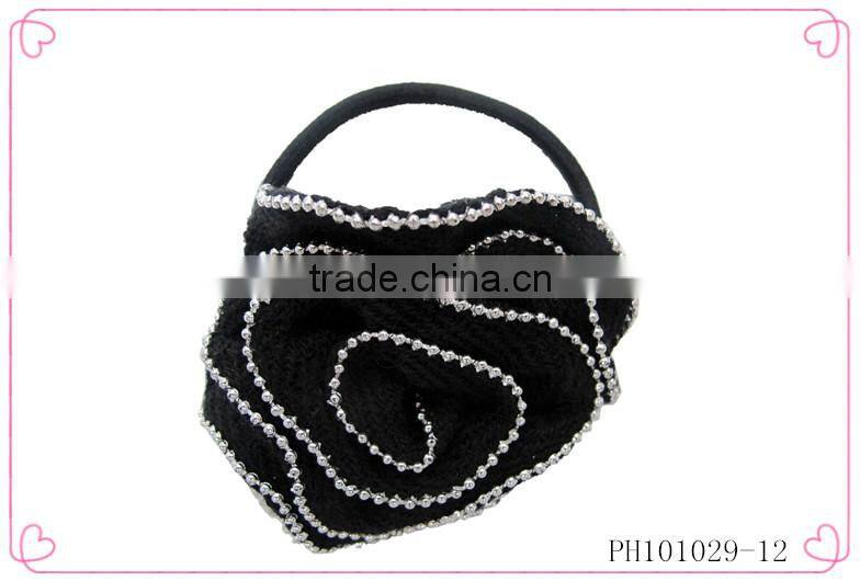 Crystal elastic hair band with flowers,elastic hair rubber bands