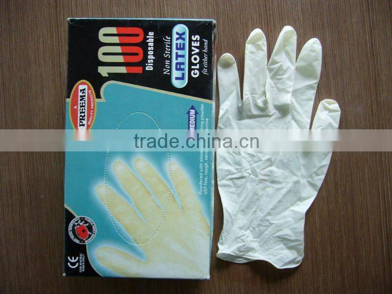 CE Approved AQL1.5 Coloured Disposable Examination Used Latex Examination Glove Powder-free ( IS09004)