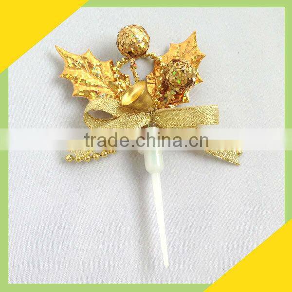 Sliver Ribbon and leaf christmas cake ornament