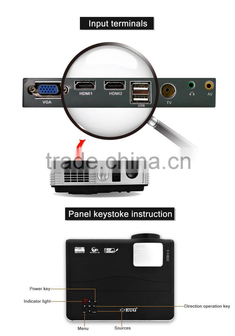 Support 1280 x 800 1080p 3000 Lumen Projector for school office