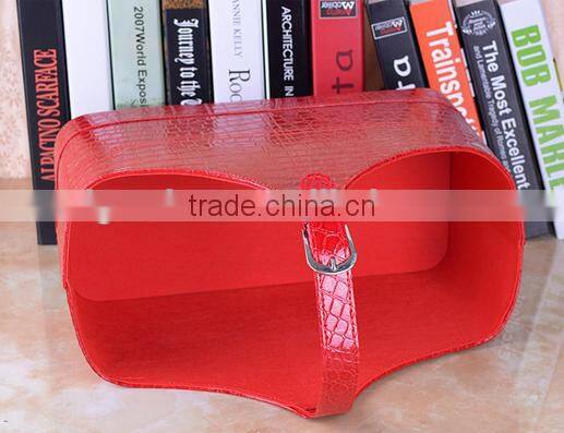 high grade Crocodile pattern leather magazine clothing wine basket holder for storage, leather gift basket