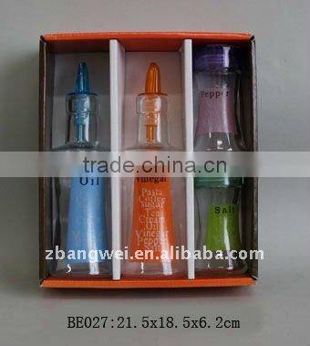 glass oil/vinegar & spice bottle
