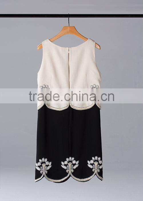 Special design sleeveless dress with 100% handmade embroidery/elegant evening dress