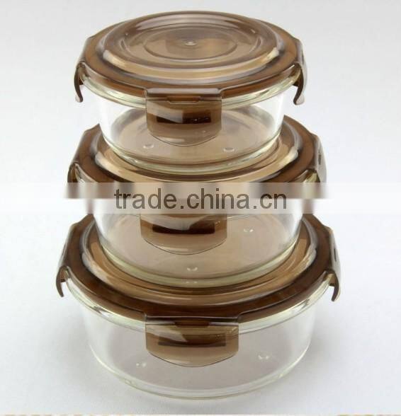 Glass Fresh keeping box clear round shape heat-proof crisper