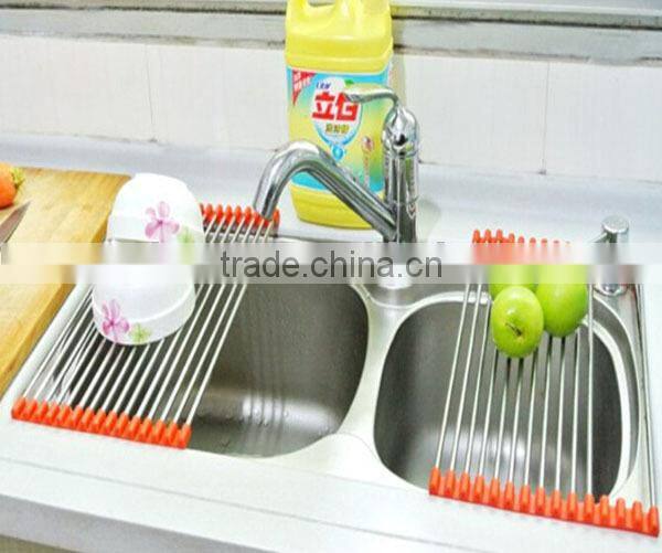Foldable Stainless Steel Dish Drainer Drying Rack for Kitchen