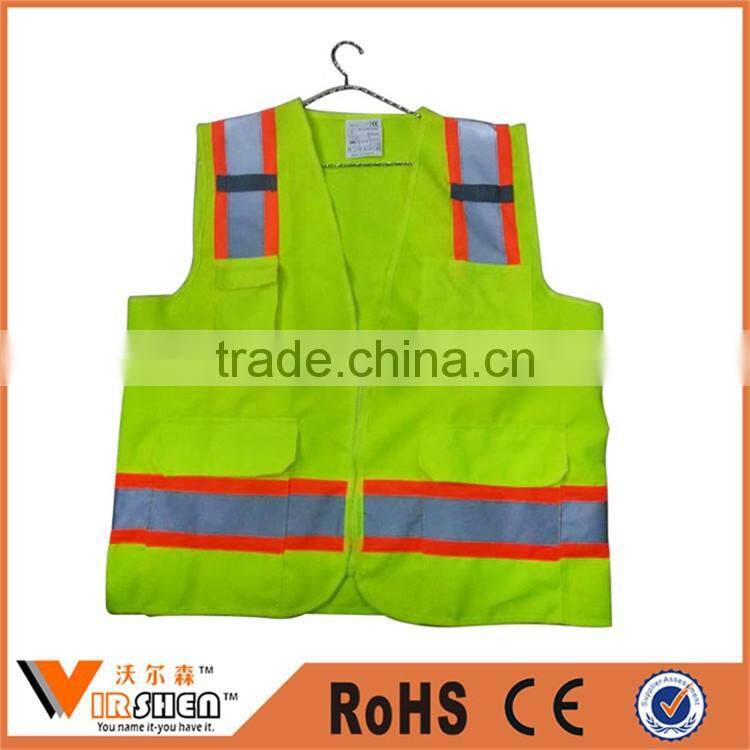 Reflective safety clothing airport walking safety vest with pockets
