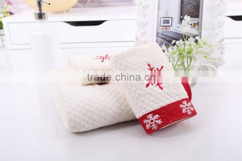cotton embroidery snowflake bath towel set