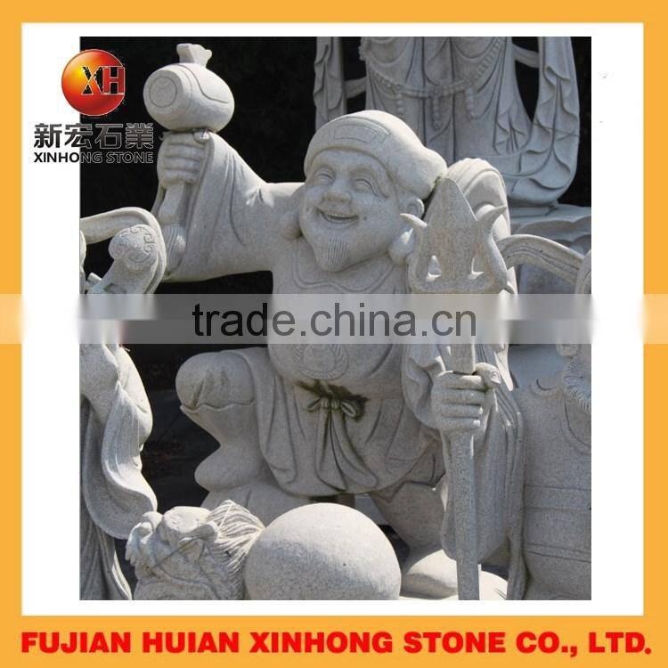 seven luck gods stone buddha statue for garden decoration