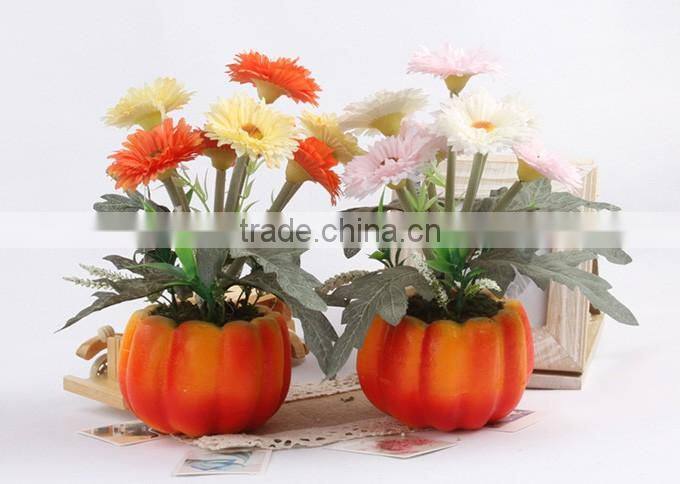 New design silk chrysanthemum pumpkin shape artificial decorative bonsai