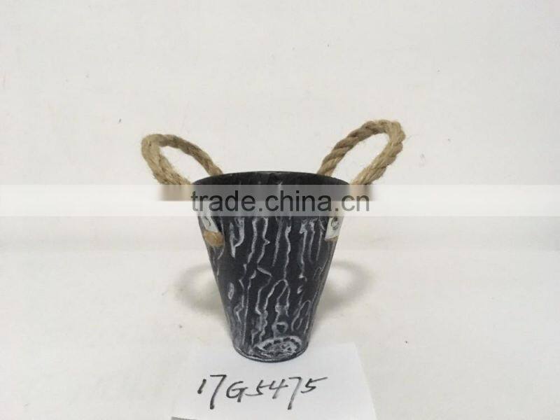 cheap custom printed bulk black rustic mini bonsai flower pot