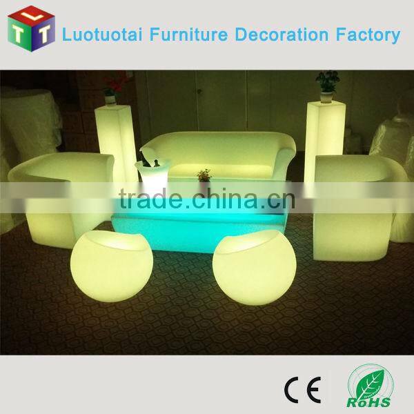 Illuminated rechargeable battery livingroom LED sofa set