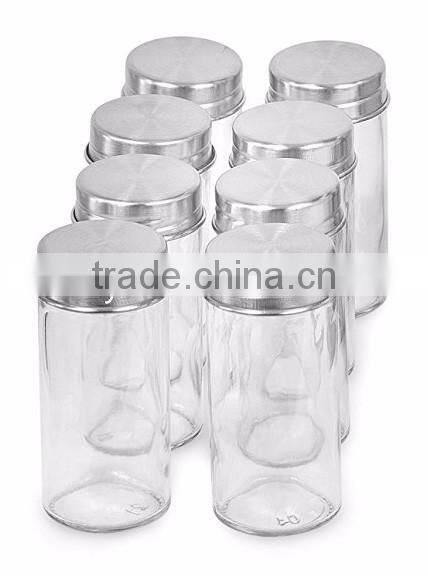 Glass Pepper Spice Shaker Jar Salt and Pepper Shaker with Stainless Steel Lid