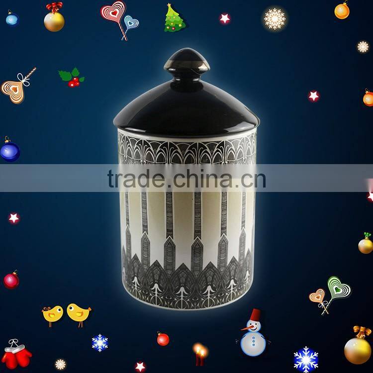 China supplier new premium custom Christmas wholesale ceramic unique candle jars holder cup