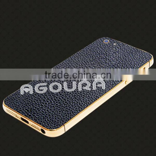 2017 Luxury 24k gold plating housing with genuine leather for iPhone 5 5S