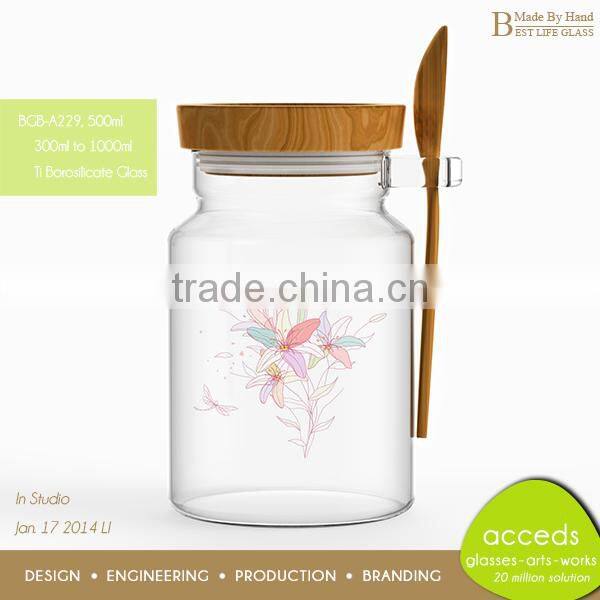 Premium Quality Mouth Blowned Glass Honey Pot Jars