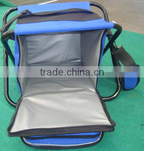 Outdoor folding cooler bag with chair