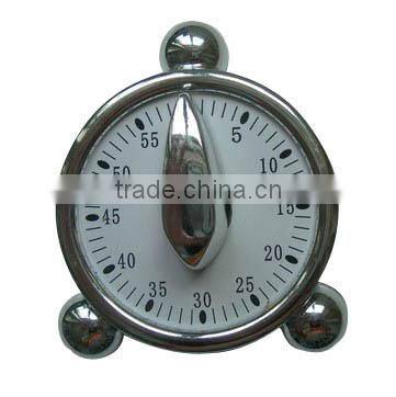 Promotional Clock Design Chrome Kitchen Timer/Mechanical Cooking Timer