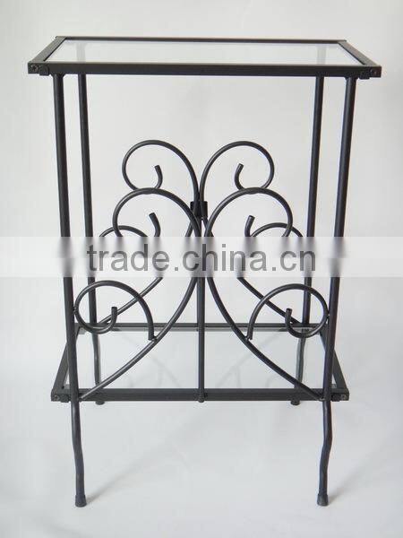 Decorative Living room Scrolled metal and coffee Glass Table