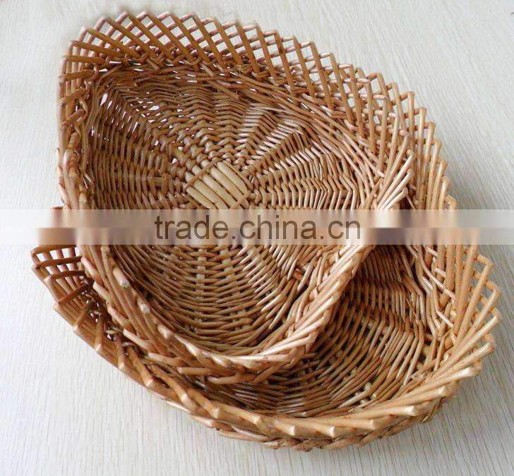 Willow Wicker Shallow Tray Basket with holder