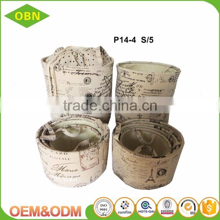 Handled fabric foldable laundry basket for dirty clothes