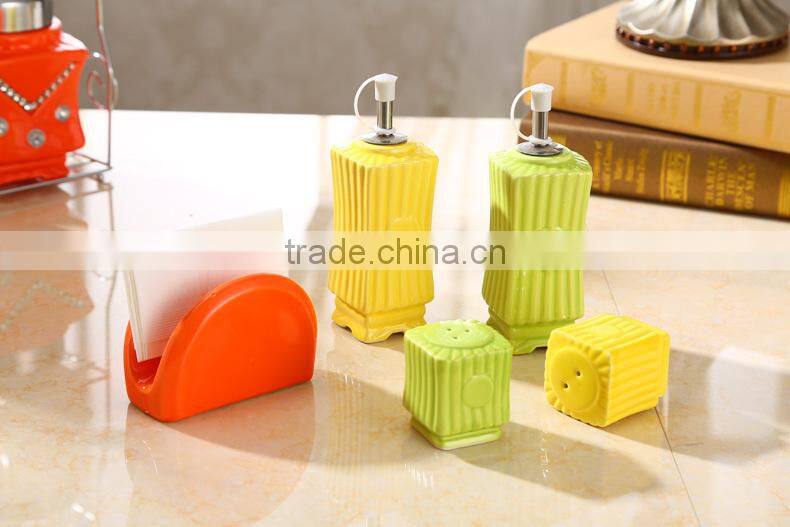 ceramic canister set with stainless metal stand