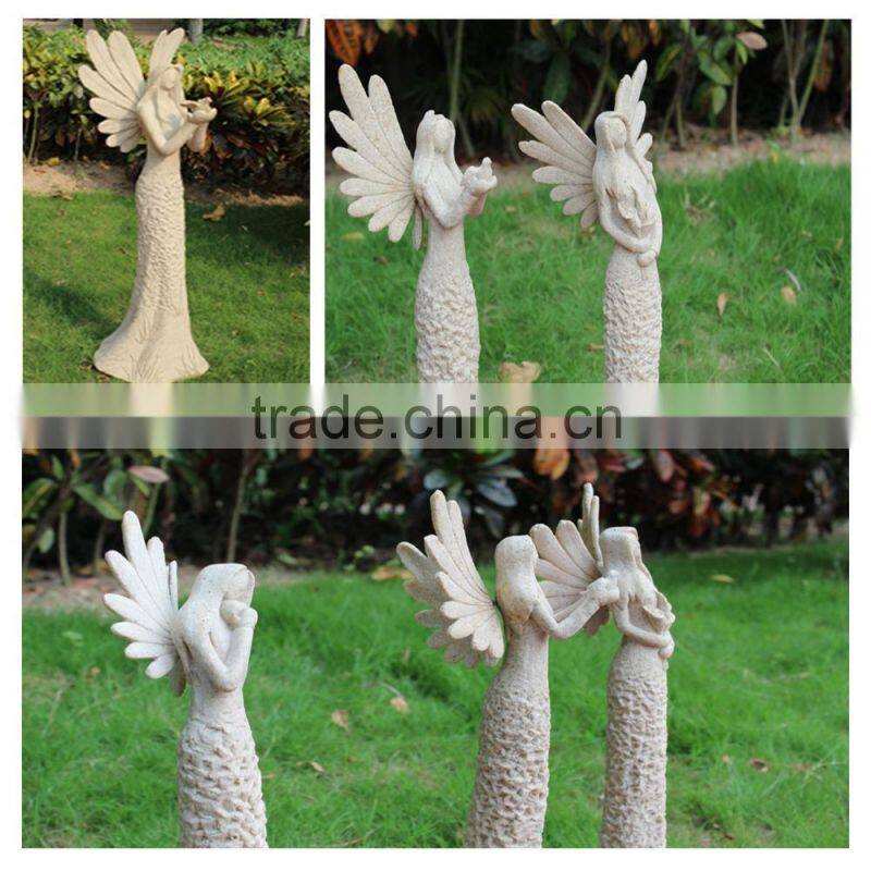Angel with dove sculpture angle statue garden decoration