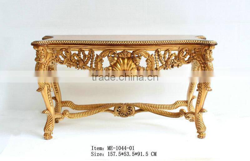 Antique Reproduction Italian Design Gold Leaf Veneer Top Hotel Side Table