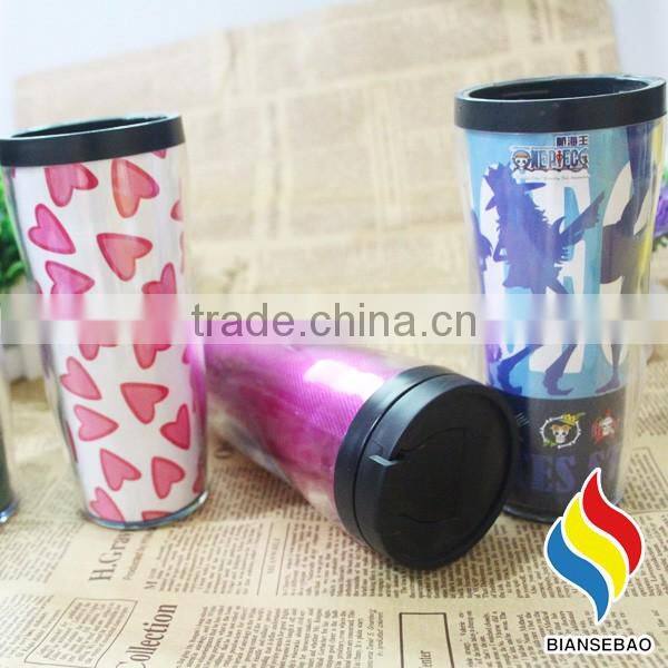 with sealed DIY paper insert Promotion Plastic Coffee Travel Mug