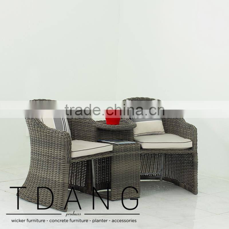 Cheap Antique Wicker Love Seat with Ottoman - New design Wicker Love Seat bench