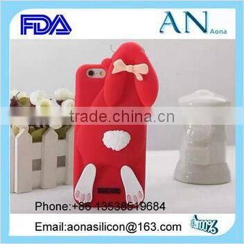 Dongguan factory Bautiful rabbit shape silicone charm phone case