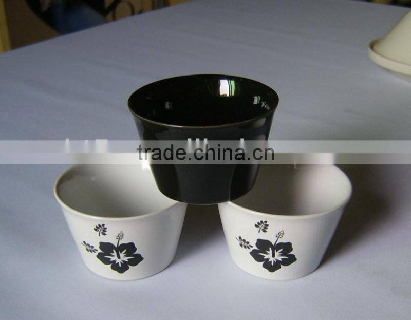 Set of 3 flower decal ceramic cup set tray,snack tray