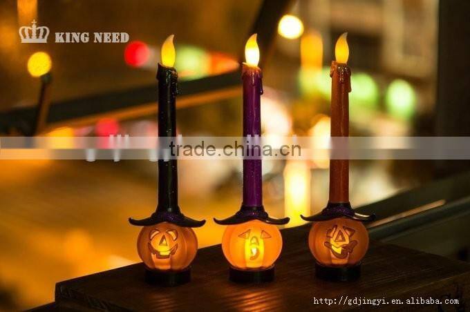 latest artificial acrylic LED candle light pumpkin shape base halloween decorations