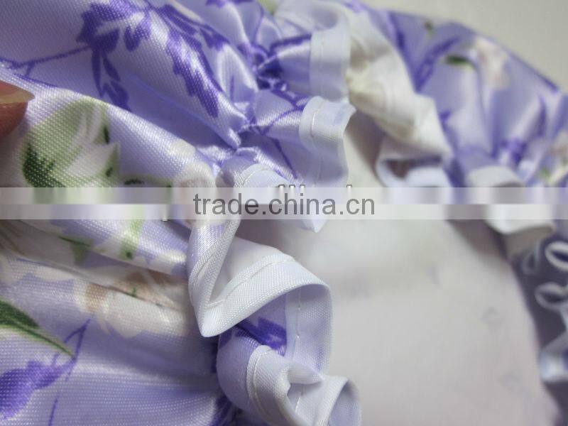 2013 popular Satin shower cap with flower for ladies and children