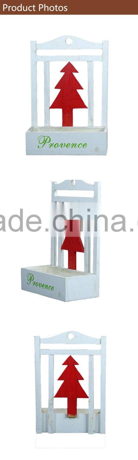 Christmas Tree Garden Planter Backrest Wooden Wall Hanging Flower Pot