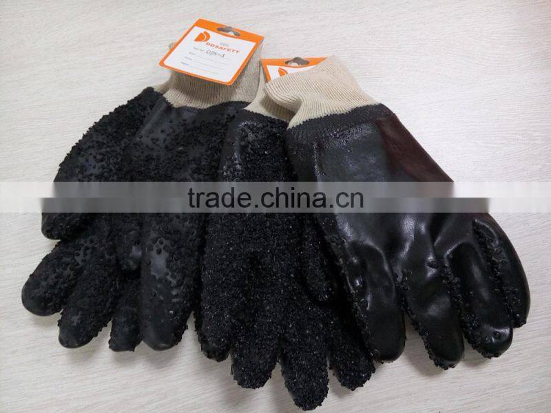 DDSAFETY PVC Gloves Orange PVC With Rough Chip Finished Gloves Safety Gloves