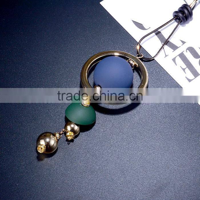 large ball hoop pendant necklace geometric pendant long necklace Korea new design sweater necklace