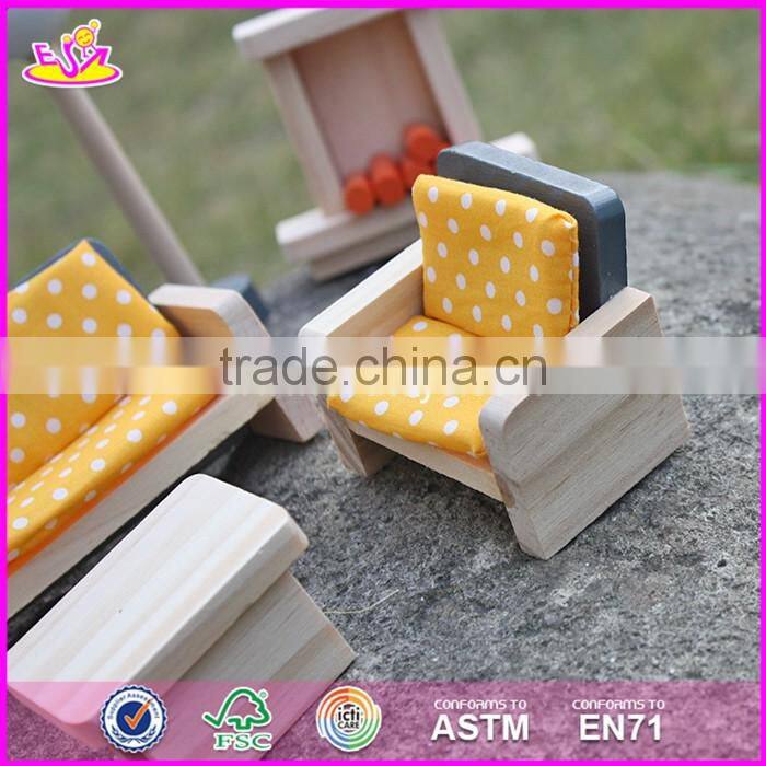 2017 New design children pretend play wooden dollhouse furniture sets W06B055