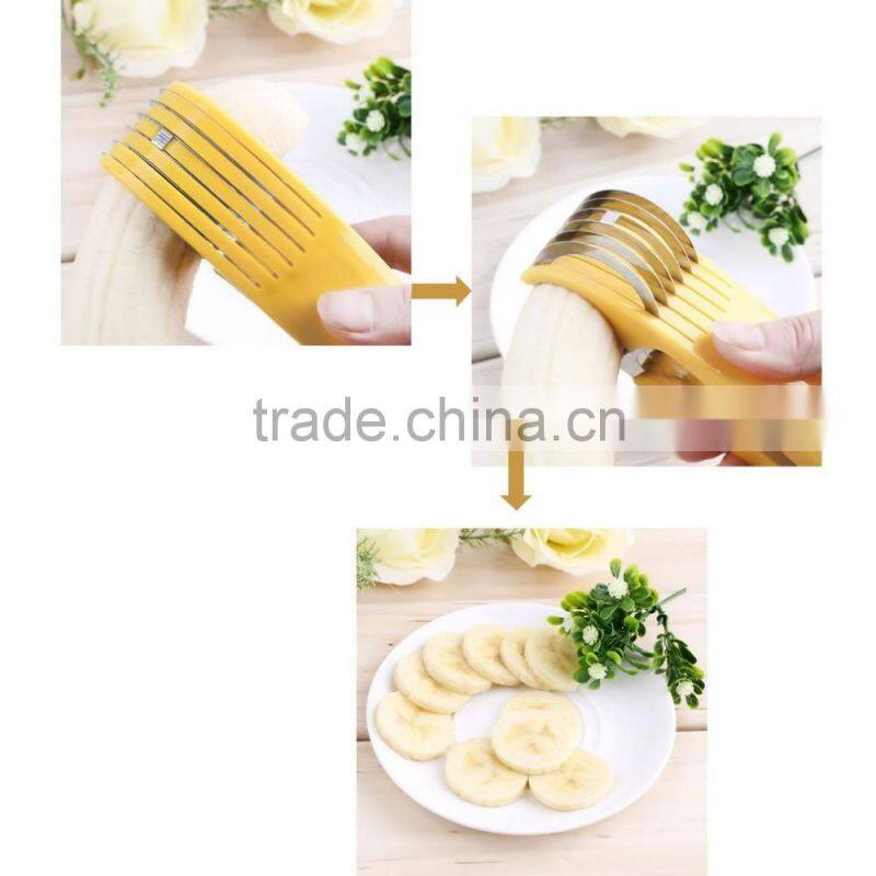 Stainless Steel Banana Slicer Fruit Cutter Cucumber Chopper Salad Kitchen Tool