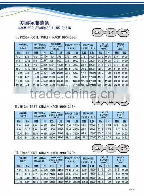 HIGH-TENSILE STEEL CHAIN ROUND LINK FOR TRANSMISSION G43