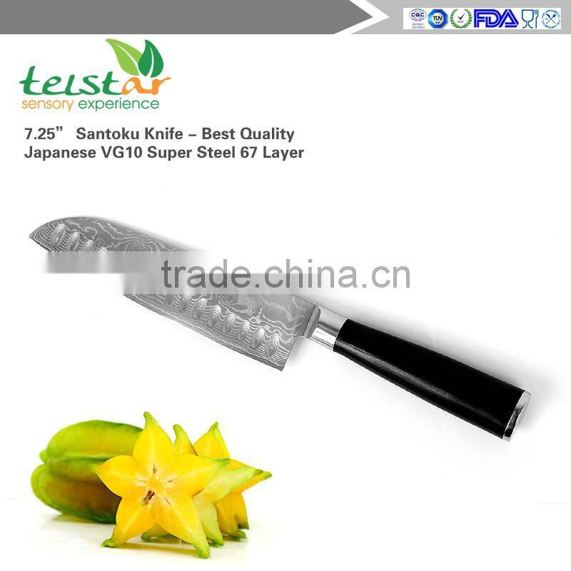 Damascus High Carbon Japanese VG10 Professional 7.25" Santoku Knife Classic Waives 67 Layers