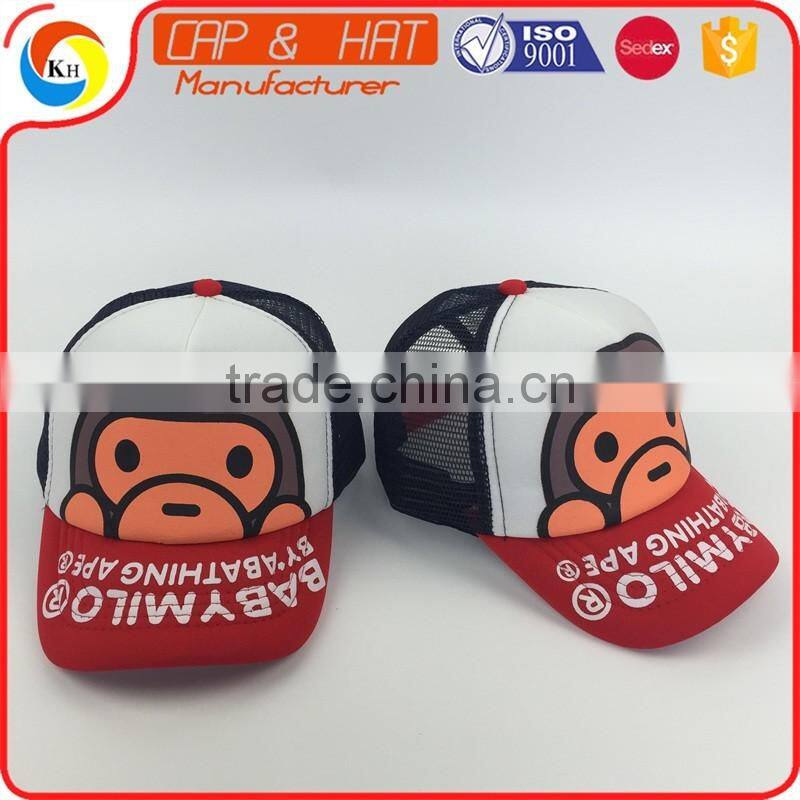 Cartoon Digital Printed Baseball Style Trucker Hat Of Nylon Mesh