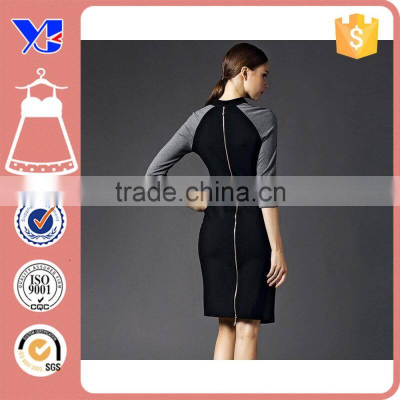 Women Tunic Wear To Work Seven Quater Slim Split Hem Pencil Sheath Dress