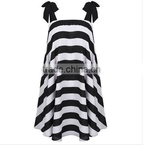 Summer Womens Dresses New Arrival 2016 Black &white Stripe Sexy Sling Beach Sundress Plus Size Dress