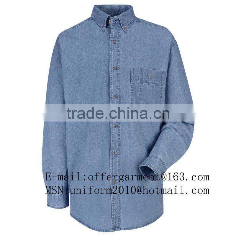 NEW!Stone Washed Cotton Denim Workwear Shirt SLD036