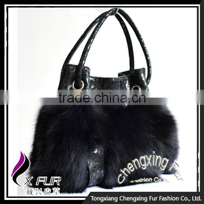 CX-H-27B Best Selling Women Fox Fur Hand Bag Handbag