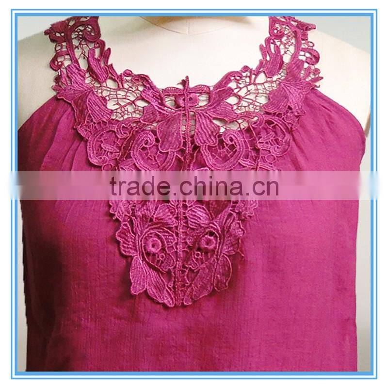 Fashion Crochet Camisole Ladies Sleeveless Embroidered Top Tencel Fabrics