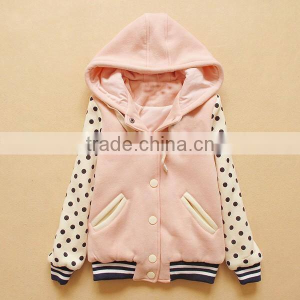 Girls fashion design printed thicken zipper sweatshirts