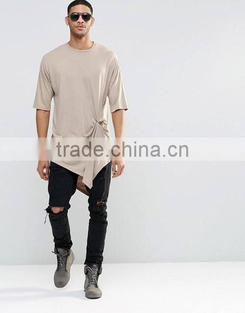 2016 Popular men extreme longline crewneck blank t-shirt custom