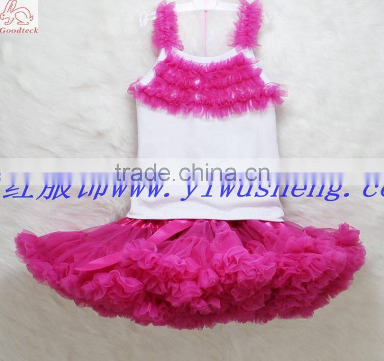 Newest Design Chiffon Nylon tutu skirt Full Fluffy Pettiskirt set for babay