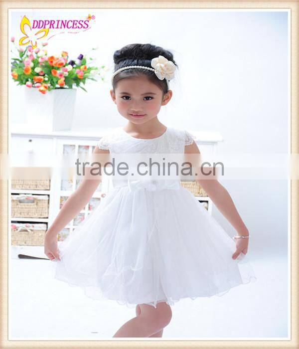 2015 white flower wedding dress tulle dress for children